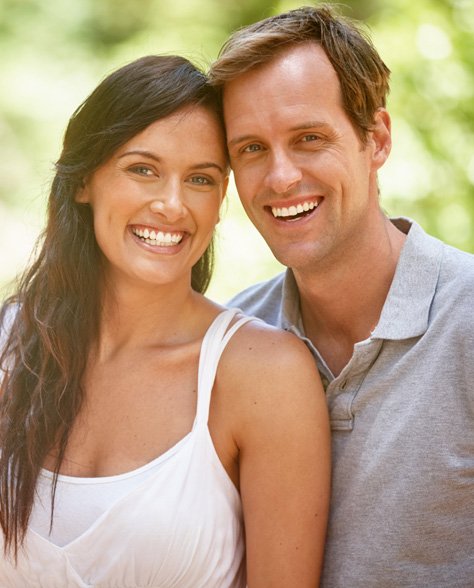 Stock image of an happy couple smiling